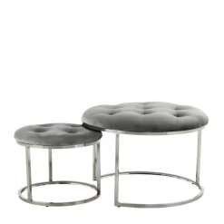 Discount Wohnen Sitzhocker Duo in Grau mit Silber - Vainy (zweiteilig)