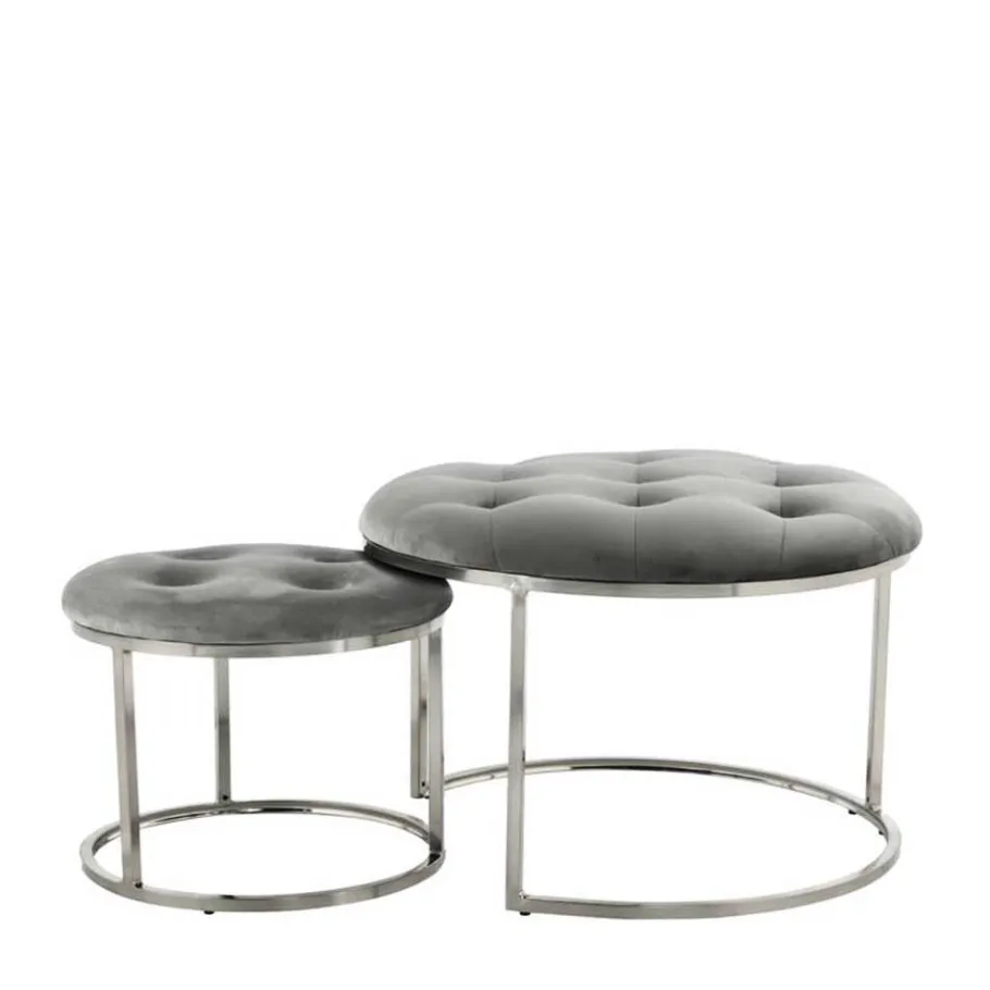 Discount Wohnen Sitzhocker Duo in Grau mit Silber - Vainy (zweiteilig)