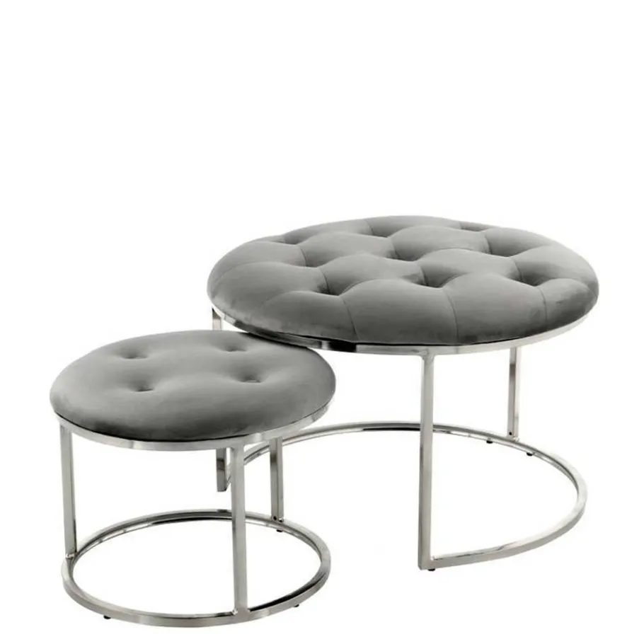 Discount Wohnen Sitzhocker Duo in Grau mit Silber - Vainy (zweiteilig)