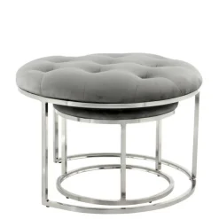 Discount Wohnen Sitzhocker Duo in Grau mit Silber - Vainy (zweiteilig)