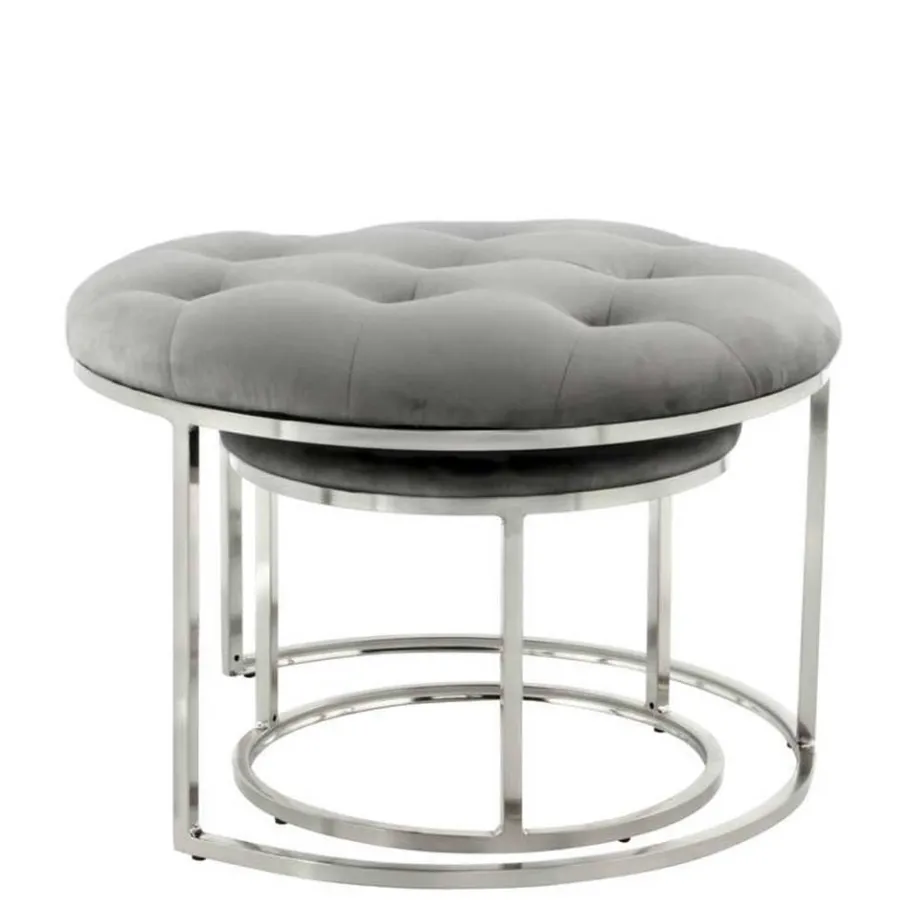 Discount Wohnen Sitzhocker Duo in Grau mit Silber - Vainy (zweiteilig)