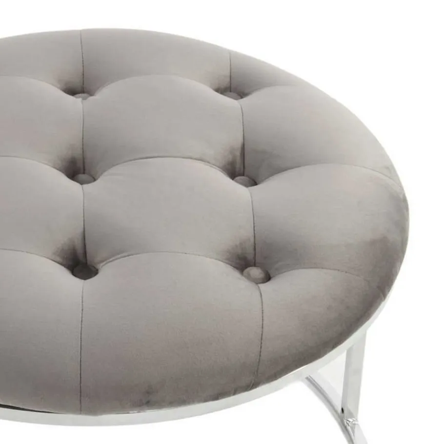Discount Wohnen Sitzhocker Duo in Grau mit Silber - Vainy (zweiteilig)