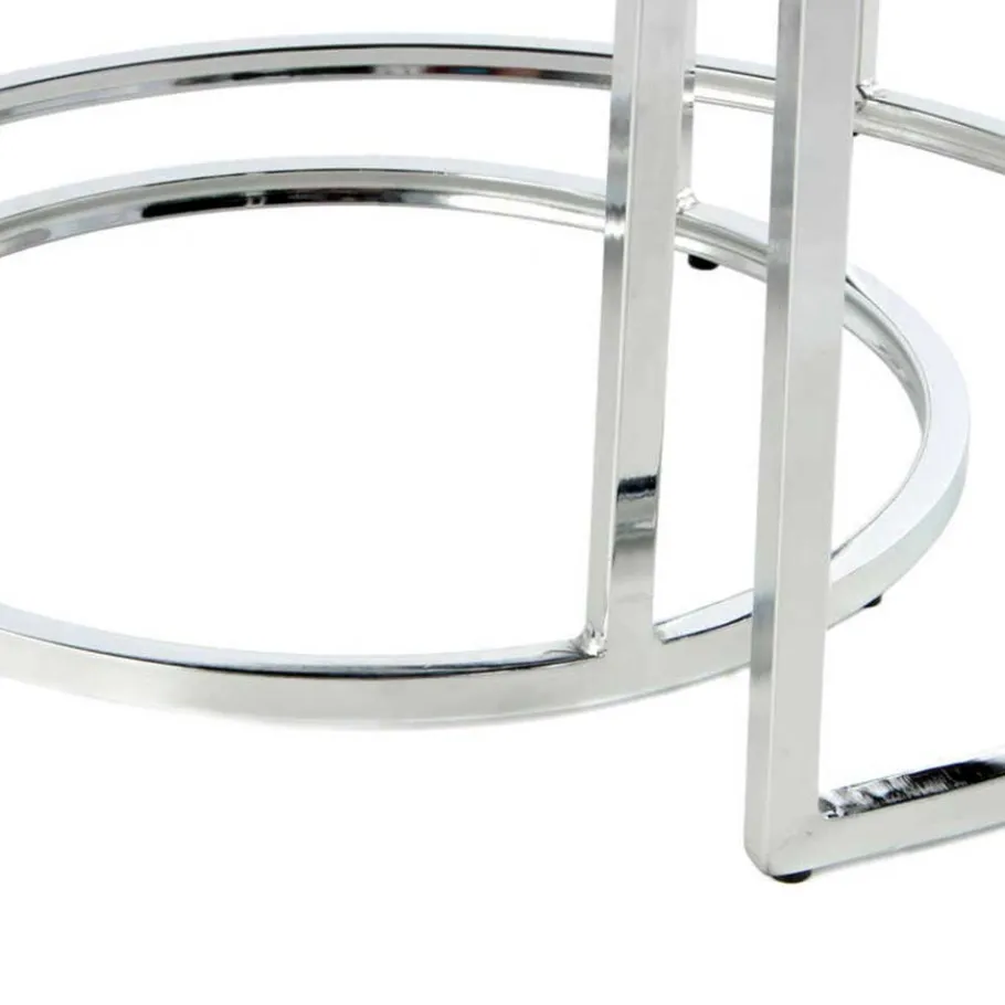 Discount Wohnen Sitzhocker Duo in Grau mit Silber - Vainy (zweiteilig)