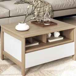 Outlet Wohnen Skandi Couchtisch in Weiß und Eiche Dekor - Ovidio