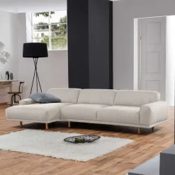 Clearance Wohnen Skandi Design Eckcouch aus Cord in Beige - Rattania