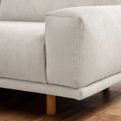 Clearance Wohnen Skandi Design Eckcouch aus Cord in Beige - Rattania