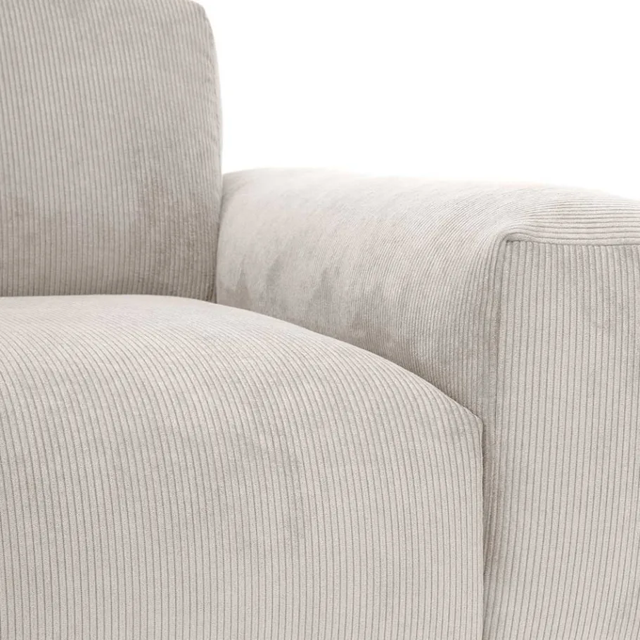 Clearance Wohnen Skandi Design Eckcouch aus Cord in Beige - Rattania