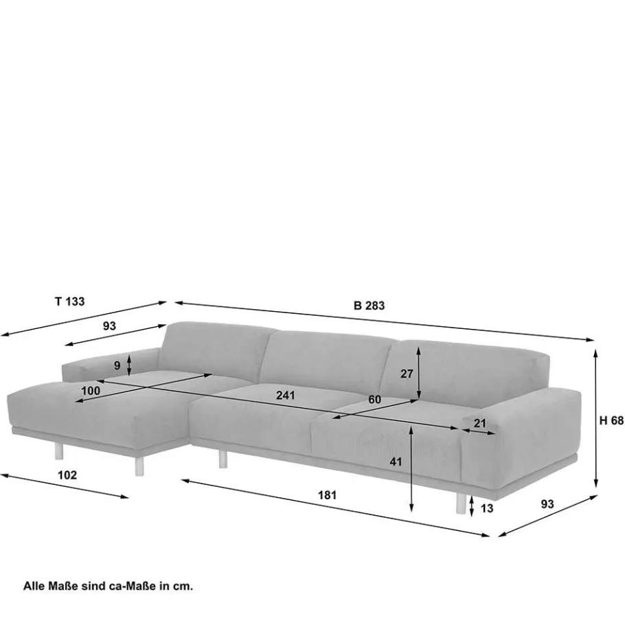 Clearance Wohnen Skandi Design Eckcouch aus Cord in Beige - Rattania