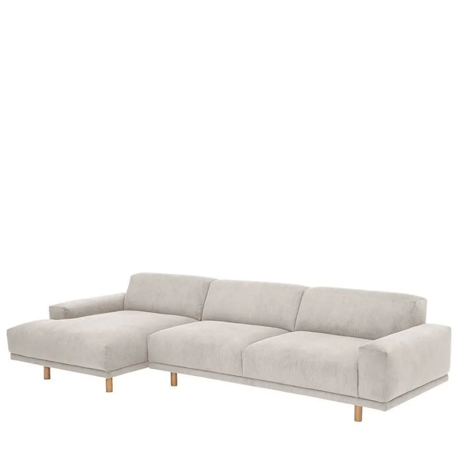 Clearance Wohnen Skandi Design Eckcouch aus Cord in Beige - Rattania