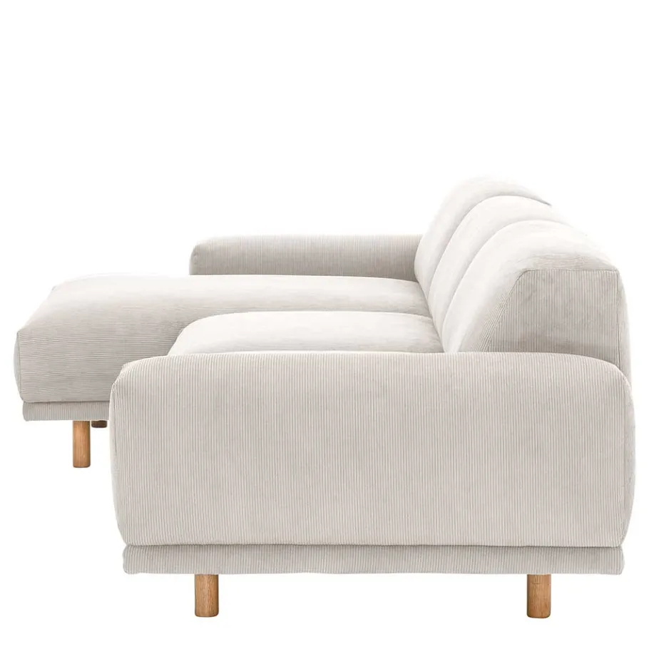 Clearance Wohnen Skandi Design Eckcouch aus Cord in Beige - Rattania