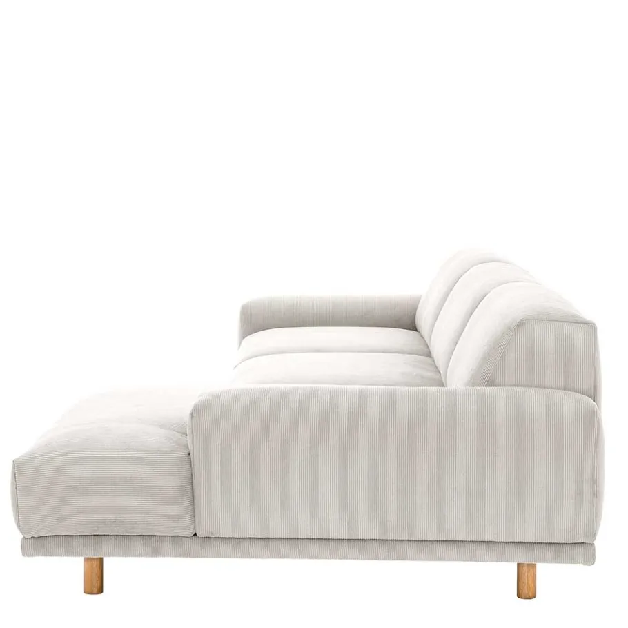 Clearance Wohnen Skandi Design Eckcouch aus Cord in Beige - Rattania