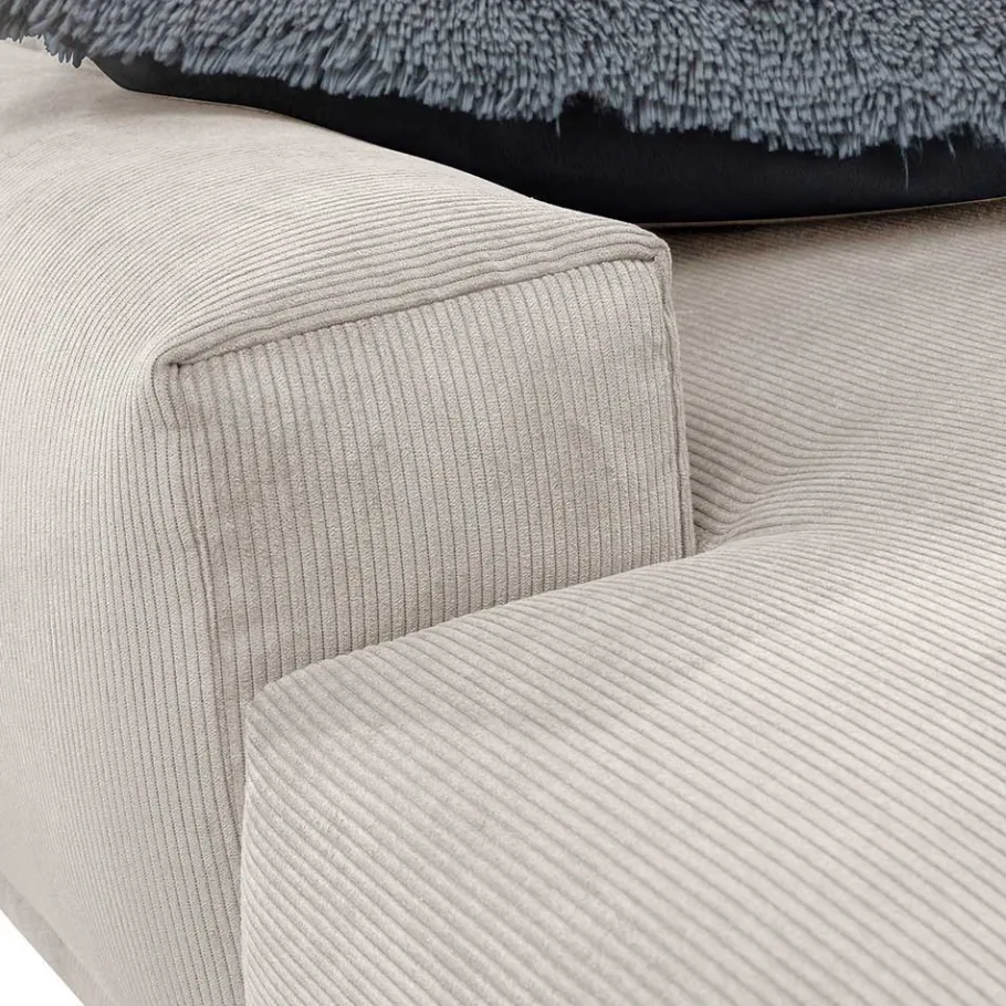 Clearance Wohnen Skandi Design Eckcouch aus Cord in Beige - Rattania