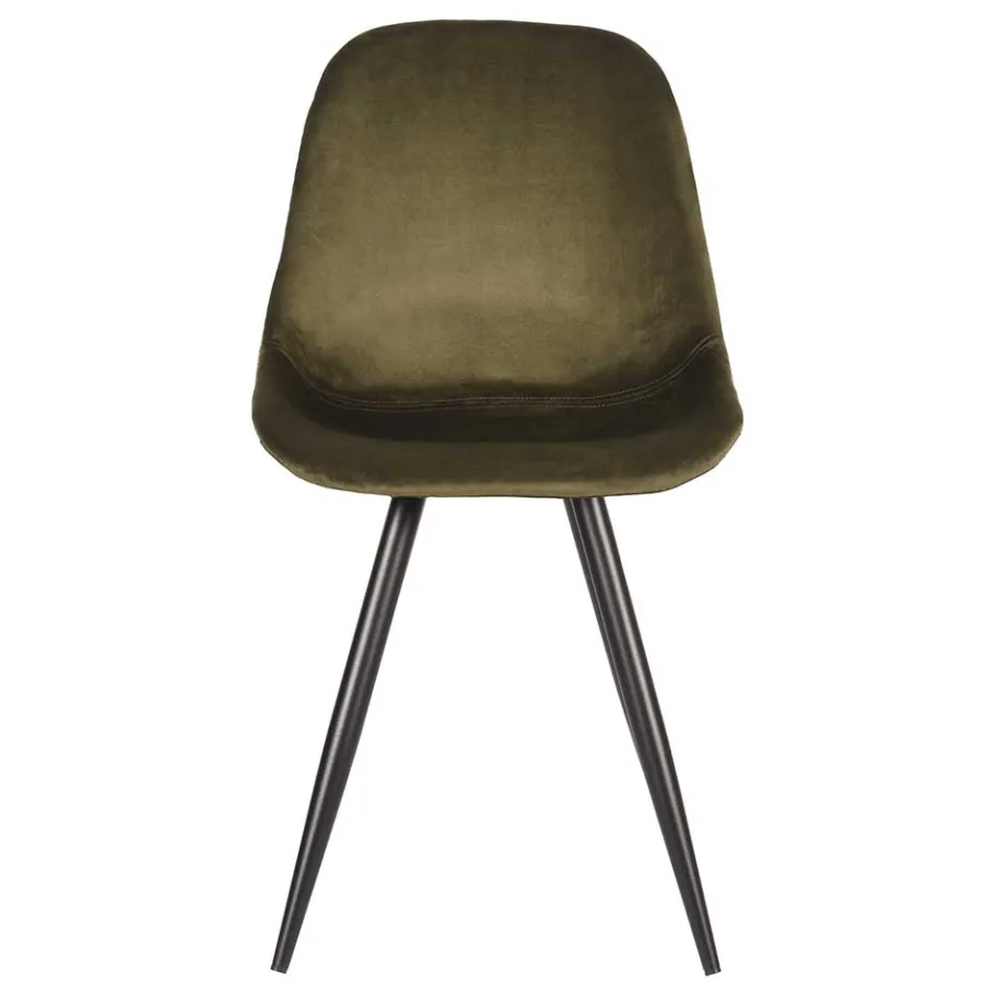 New Wohnen Skandi Design Esstischstuhl in Oliv Grün Samt - Kendo (2er Set)