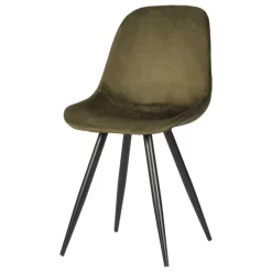 New Wohnen Skandi Design Esstischstuhl in Oliv Grün Samt - Kendo (2er Set)