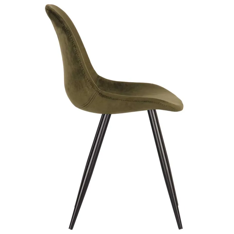 New Wohnen Skandi Design Esstischstuhl in Oliv Grün Samt - Kendo (2er Set)