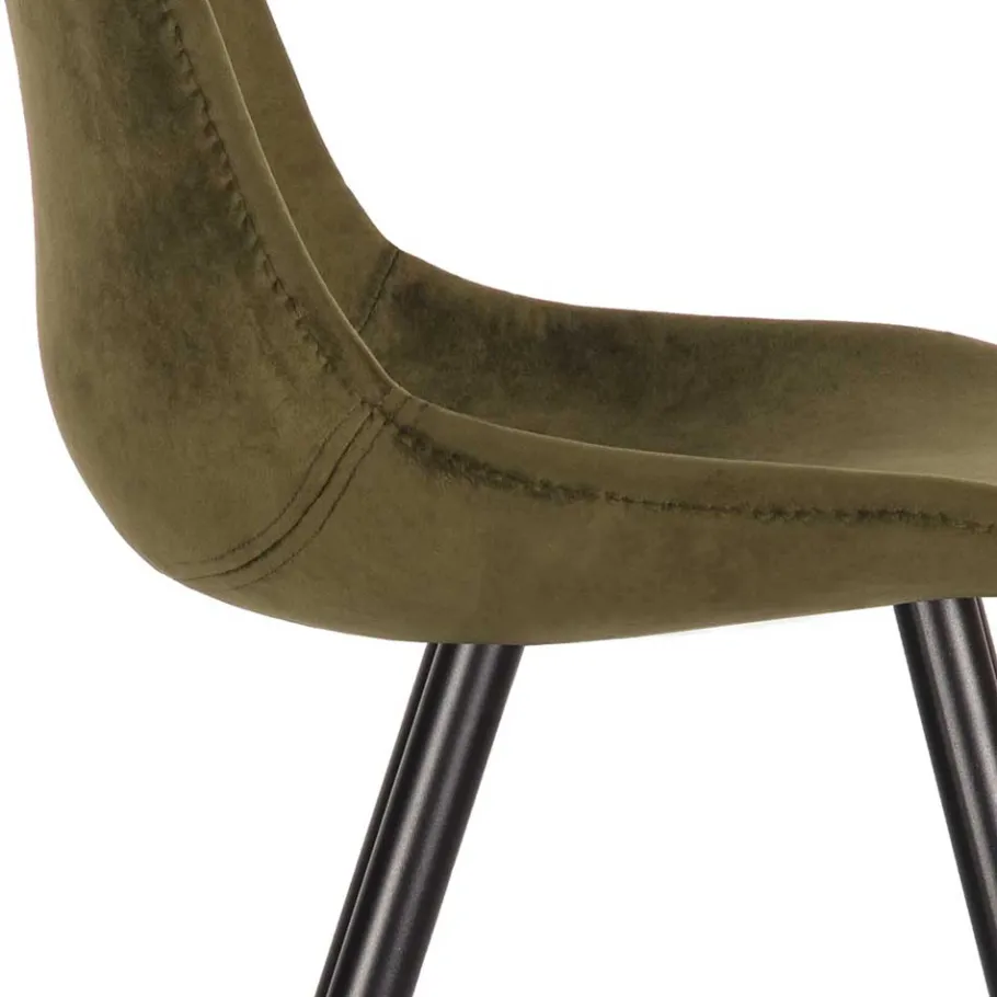 New Wohnen Skandi Design Esstischstuhl in Oliv Grün Samt - Kendo (2er Set)