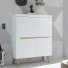 Outlet Wohnen Skandi Design Highboard in Weiß und Eiche - Ginko