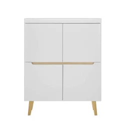 Outlet Wohnen Skandi Design Highboard in Weiß und Eiche - Ginko