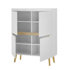 Outlet Wohnen Skandi Design Highboard in Weiß und Eiche - Ginko