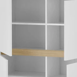 Outlet Wohnen Skandi Design Highboard in Weiß und Eiche - Ginko