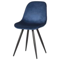 Clearance Wohnen Skandi Design Samtstuhl in Blau - Polar (2er Set)