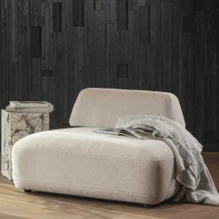 Clearance Wohnen Skandi Designsessel in Beige Strukturstoff - Samuele
