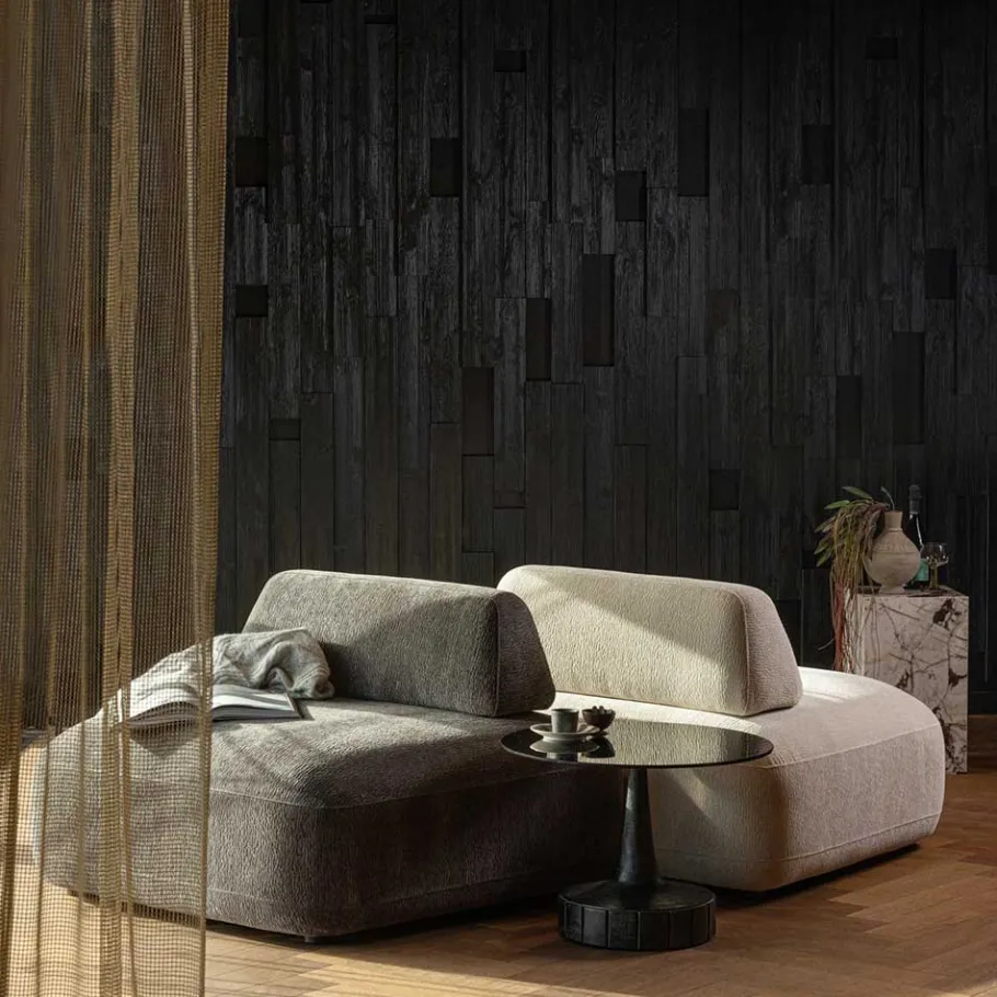 Clearance Wohnen Skandi Designsessel in Beige Strukturstoff - Samuele