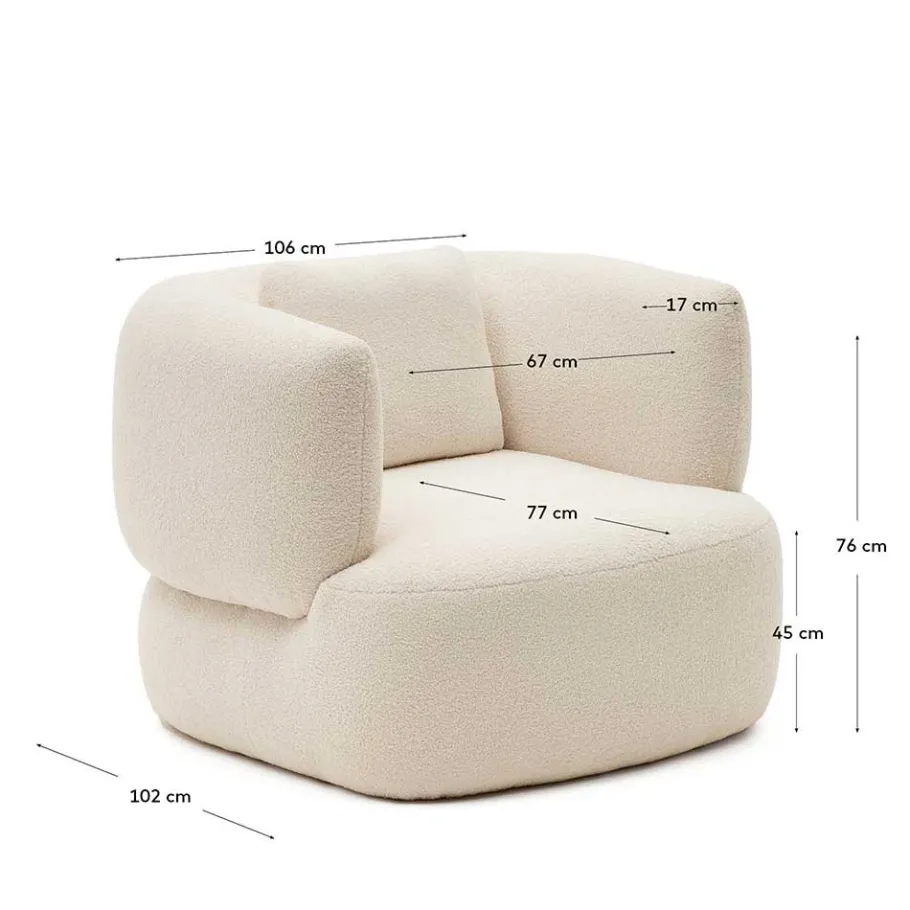 New Wohnen Skandi Designsessel in Offwhite Boucle - Limburg