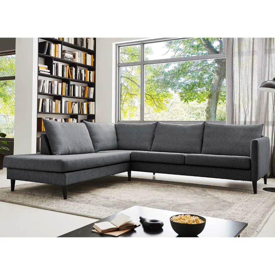 Wohnen Skandi Ecksofa in Anthrazit mit Schwarz - Soltropa