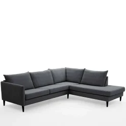 Wohnen Skandi Ecksofa in Anthrazit mit Schwarz - Soltropa