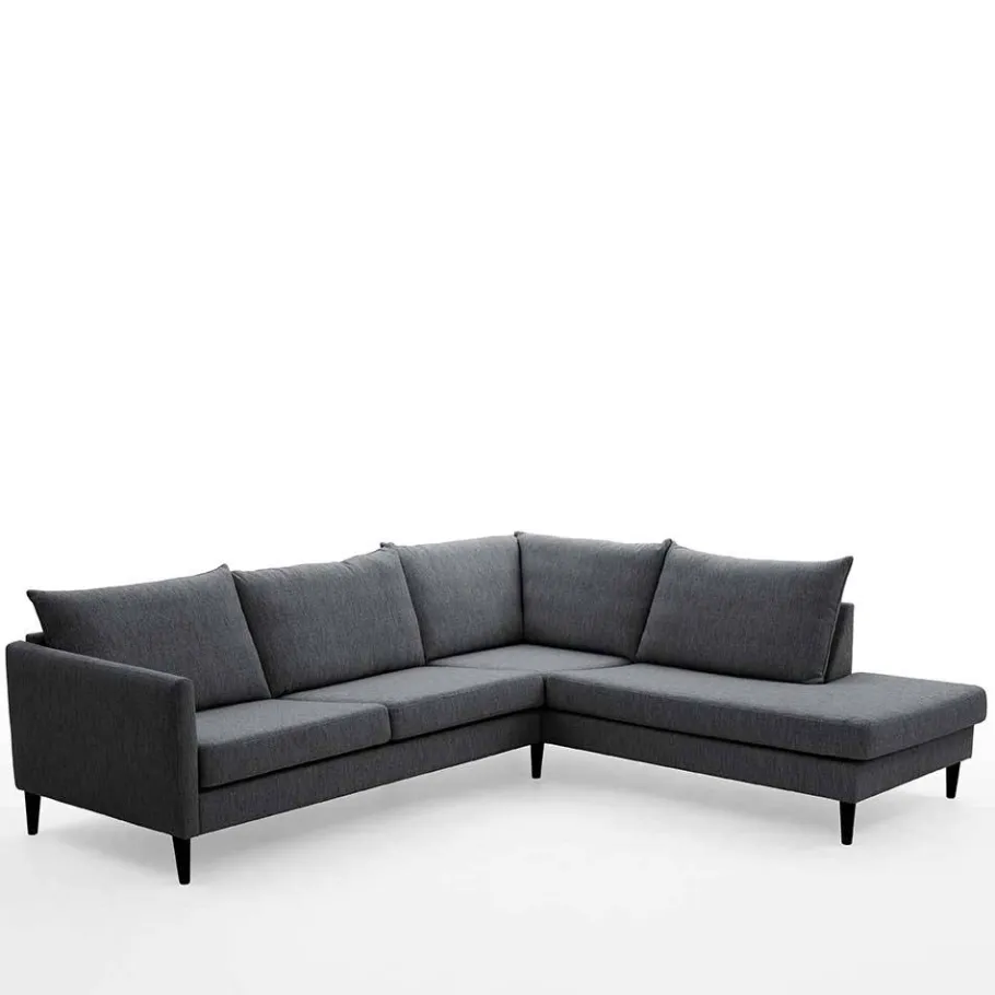 Wohnen Skandi Ecksofa in Anthrazit mit Schwarz - Soltropa