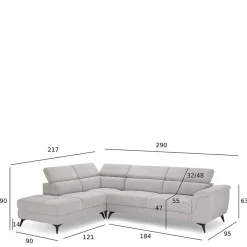 New Wohnen Skandi Ecksofa mit fünf Sitzplätzen - Luneana