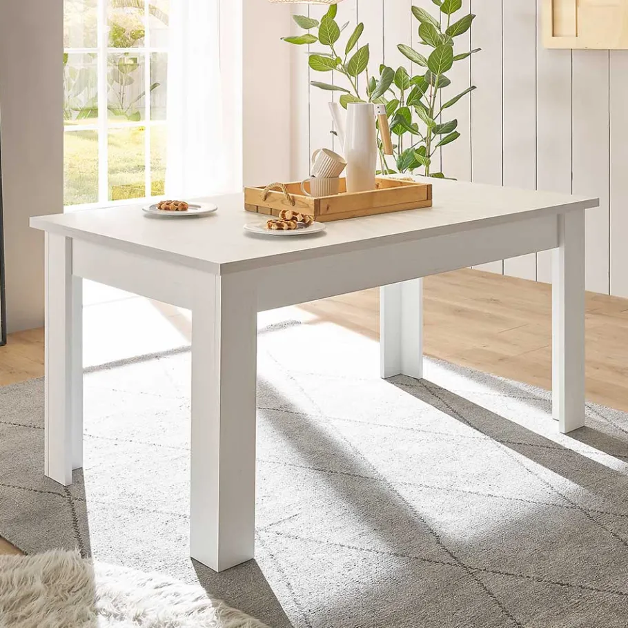 Best Wohnen Skandi Esszimmertisch in weißer Holzoptik Pinie - Liancos