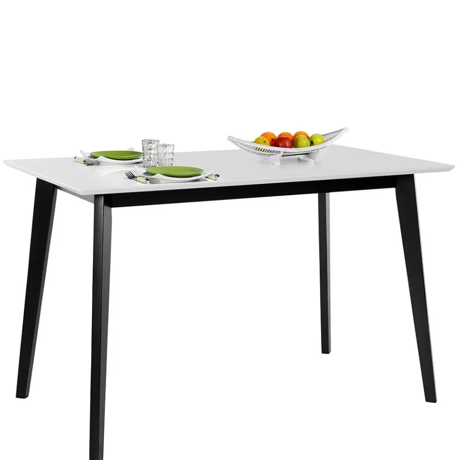 New Wohnen Skandi Küchentisch in Weiß & Schwarz - Composia