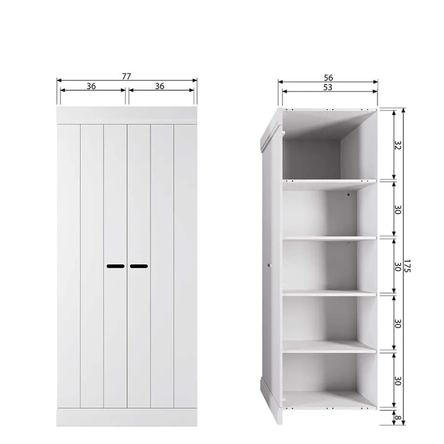 Best Wohnen Skandi Kleiderschrank in Weiß - Mattressa I