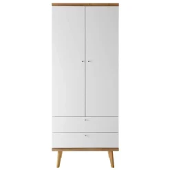 Wohnen Skandi Kleiderschrank in Weiß & Eiche - Cablos