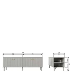 Wohnen Skandi Lowboard 4-türig in Grau - Huvina
