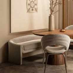 New Wohnen Skandi Polsterbank in Beige Strukturstoff - Greta