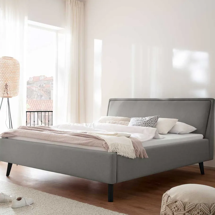 Outlet Wohnen Skandi Polsterbett in Hellgrau & Schwarz - Stramo