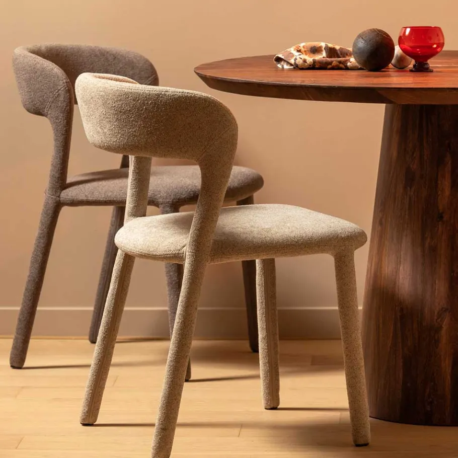 Outlet Wohnen Skandi Polsterstuhl in Taupe - Rayn (2er Set)
