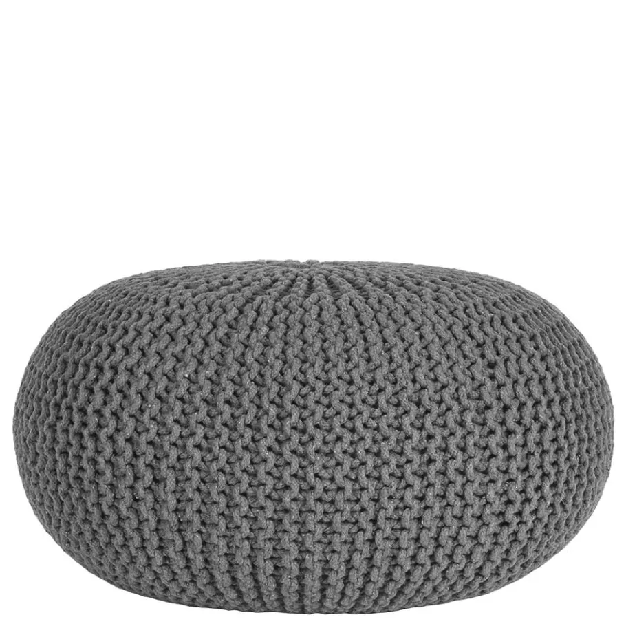 New Wohnen Skandi Pouf mit dunkelgrauem Strickstoff Bezug - Finaron