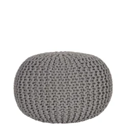 New Wohnen Skandi Pouf mit dunkelgrauem Strickstoff Bezug - Finaron
