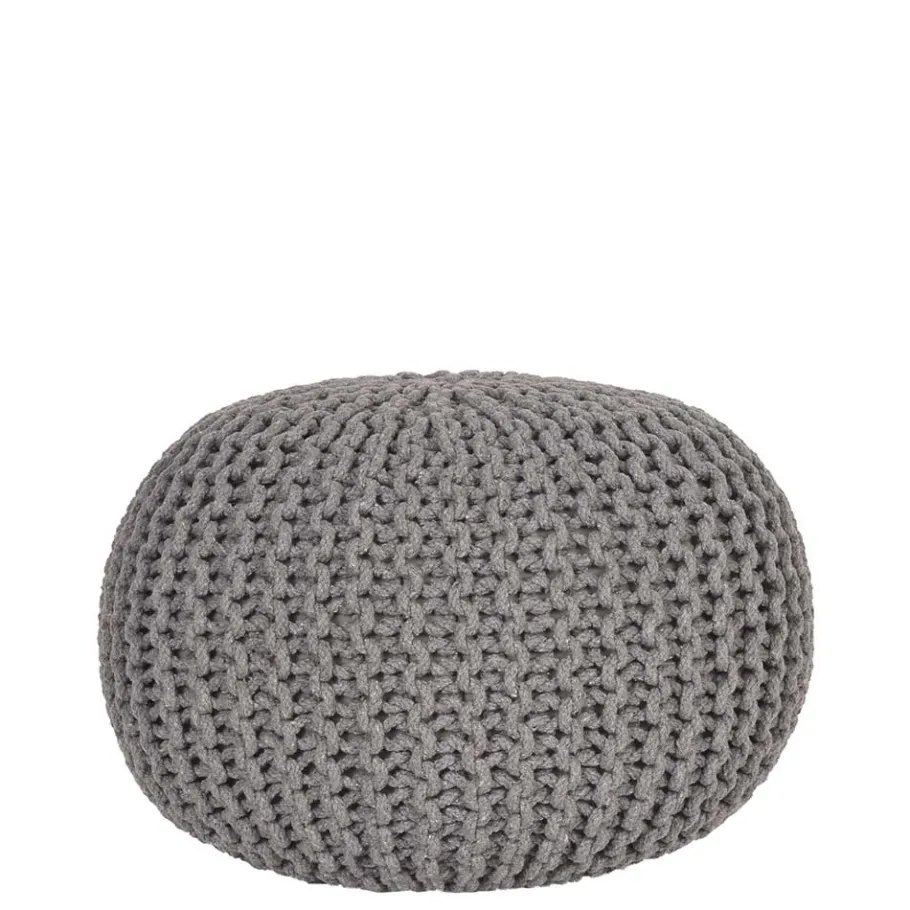 New Wohnen Skandi Pouf mit dunkelgrauem Strickstoff Bezug - Finaron