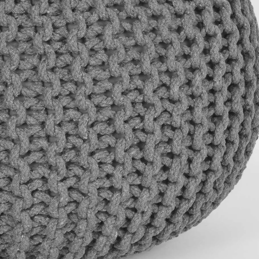 New Wohnen Skandi Pouf mit dunkelgrauem Strickstoff Bezug - Finaron