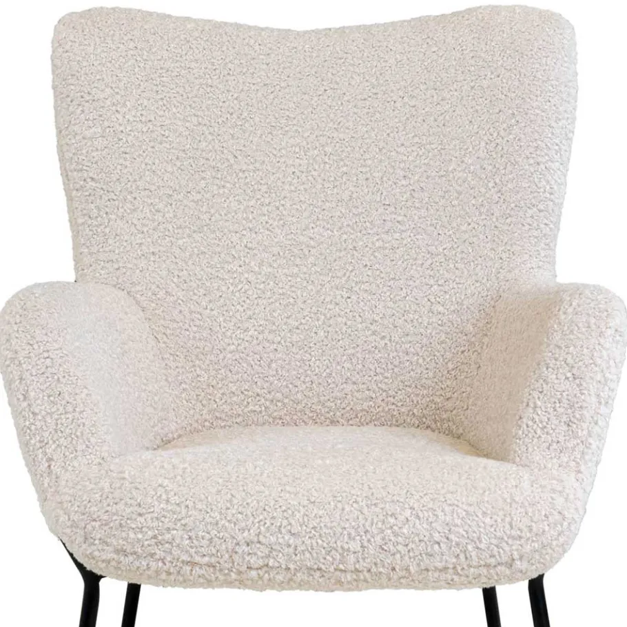 Discount Wohnen Skandi Sessel aus Webplüsch in Weiß - Levisa