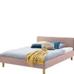 Discount Wohnen Skandi Stoffbett in Rosa - Gabrun
