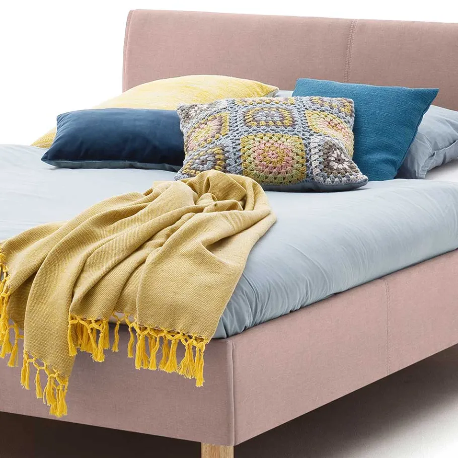 Discount Wohnen Skandi Stoffbett in Rosa - Gabrun