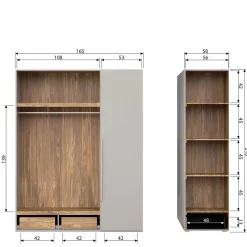 Best Wohnen Skandi 3-türiger Schlafzimmerschrank in Grau - Rochella