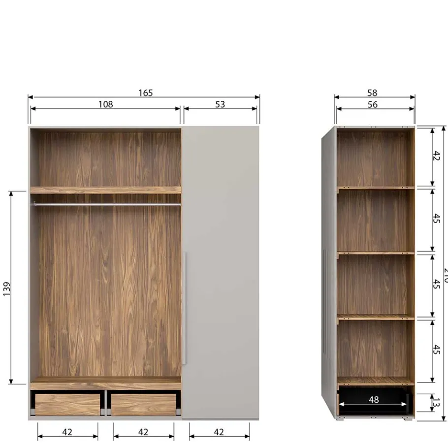 Best Wohnen Skandi 3-türiger Schlafzimmerschrank in Grau - Rochella