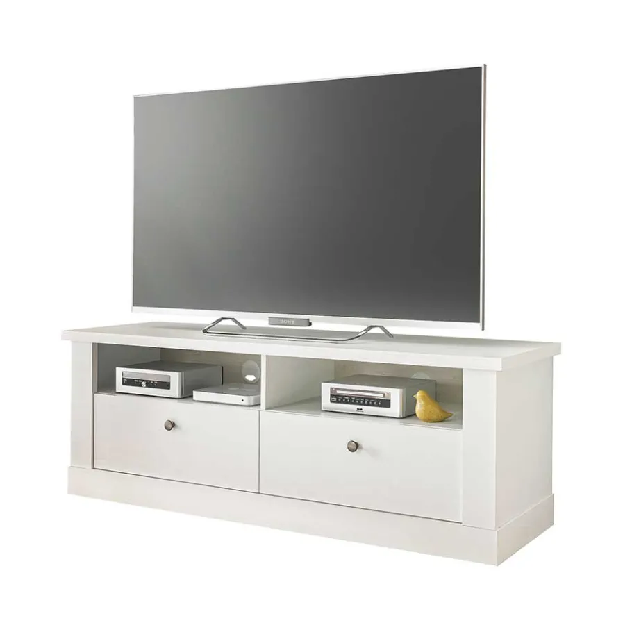 Discount Wohnen Skandi TV Board in weißer Holzoptik Pinie - Liancos
